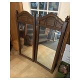 Pair of Faux Wood Mirrors - 48" Tall, 21ï¿½ Wide