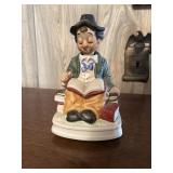Ceramic Wind Up Music Trinket - Man Reading Books