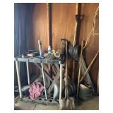 Contents of Corner - Shovels, Work Station,