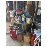Contents of Wall - Shop Vac, Gas Cans, Stool etc
