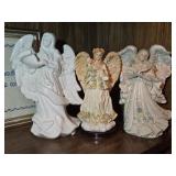 3 Ceramic & Resin Angels 8" & 9"