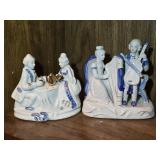 2 Sets Porcelain Colonial Figures 5ï¿½" & 6ï¿½"