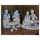 2 Sets Porcelain Colonial Figures 6ï¿½" & 7"