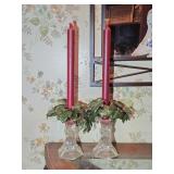 2 Crystal Candleholders 16" tall