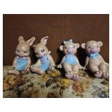 Shelf sitters, bears and bunnies, one bunny has