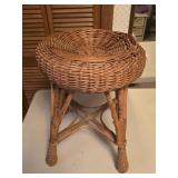 Wicker Stool 19" tall (has damaged seat)