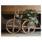 Rattan Tricycle Planter w/ Artificial Plant 16"L