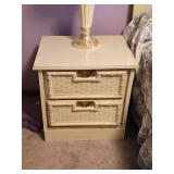 2 Matching Rattan & Faux Bamboo Nightstands 22"W