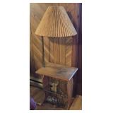 Side Table w/ Lamp & Magazine Rack 20"L 14"W 55"T