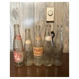 Lot of 5 Empty Vintage Soda Bottles
