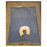 Blue Fleece Throw & Neck Pillow 59"x 48"