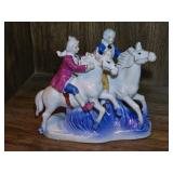 Porcelain Colonial Figures on Horseback 8"W 7"T