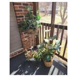 Faux plants and plant stand