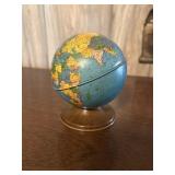 Vintage Ohio Art Metal Globe Piggy Bank w/ Stopper