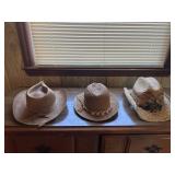 Lot of 3 Hats - Cowboy, Sunhat