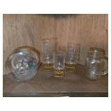 Clear Glass Mug, Goblets & Candle Holder