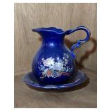 6" Vth Cobalt Floral Water Pitcher