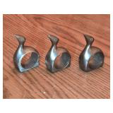 3 Brass Duck Napkin Holders 2ï¿½" tall