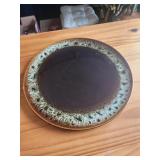 Vintage Mid Century Brown Drip glaze platter