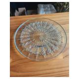 vintage jeanette feather pattern 14" platter blue