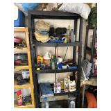 Black Pastic Storage Shelf with Contents -