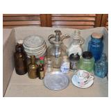 Vintage Glass Jars, Teacup, & Tray.