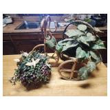 Faux plant decor, bamboo tricycle plant holder
