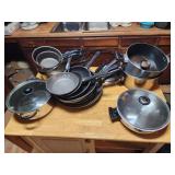 Assorted pots and pans