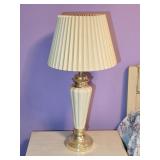 Vtg Brass Ceramic Lamp 29" tall