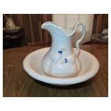 Vtg Ceramic Pitcher & Basin 13"T 16"W