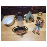 Bird feeder, shelf sitters, birdhouse, small pail