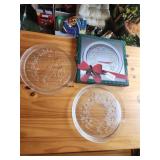Christmas glass platters 13"