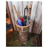 23" wicker umbrella basket with umbrellas