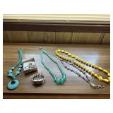 Lot of Womenï¿½s Necklaces, Wristwatch and Broach