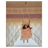 Swinging Porcelain Doll- Overall-32" / Doll-18"