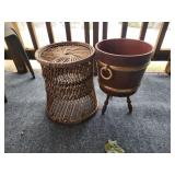 Barrel style plant holder, wicker plant stand 13"