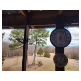Thermometer and clock, metal butterflies