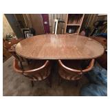 Solid Wood 6-Chair Dining Room Table w/ Removable