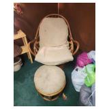 Rattan chair and foot stool