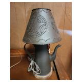 Punched star tin kettle lamp rustic farmhouse