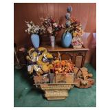 Faux flowers and vases, wreath, home decor,