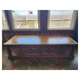 62" wide 15" tall 24" D Long Vintage coffee table