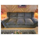 Blue Cloth Couch 95"L 37"D 38"T