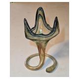 Vtg Sooner Art Glass Triangle Vase 10ï¿½" T