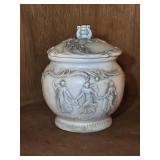Vtg Royal Sealey Grecian Style Lidded Jar 7" tall