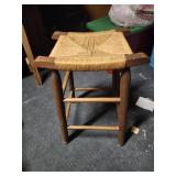 Vintage Stool With Rush Seat