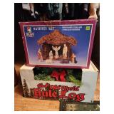 Yule log and Nativity Christmas Set