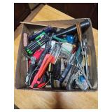 Assorted tools, screwdrivers, hammer, measuring