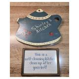 Needlepoint Sign & Wooden Handpainted Wall Decor
