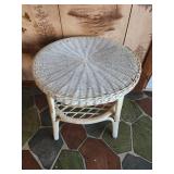 Wicker table with glass top